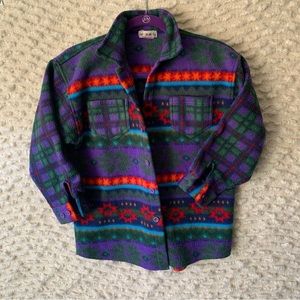 GIRLS JACKET FLEECE AZTEC WESTERN COLLARED BUTTON PLAID XL 2XL
